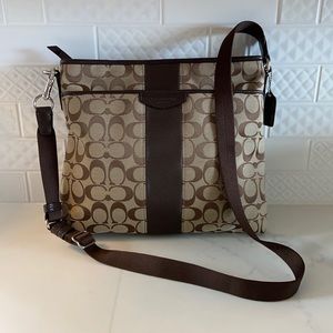 Coach Shoulder Bag F28502 Signature Brown Canvas